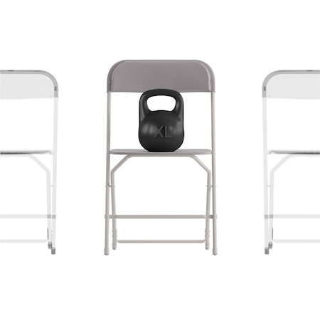 Flash Furniture 4PK Commercial Grade Gray Plastic Folding Chairs 4-LE-L-3-W-GY-GG